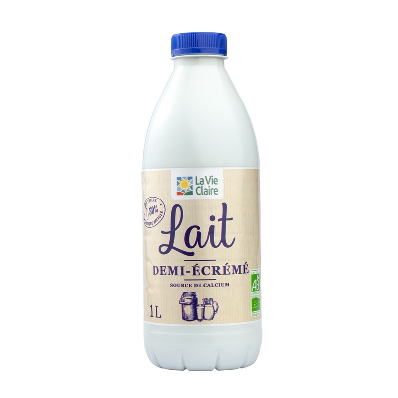 Lait 1/2 ecreme bouteille 1l 