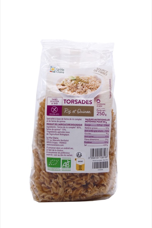 Gluten-free rice/quinoa twists 250g - La Vie Claire