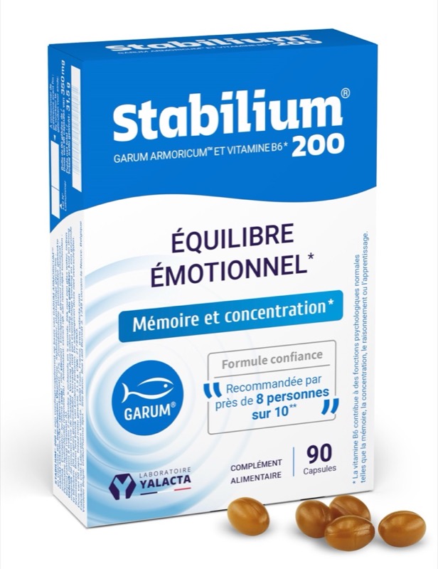 Stabilium 200 90 unités - équilibre émotionnel/concentration/mémoire - Yalacta
