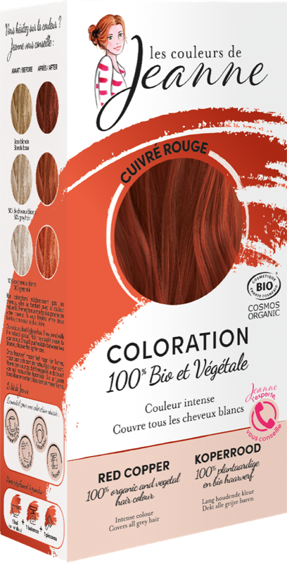 Coloration capillaire cuivre rouge bio - Les couleurs de Jeanne